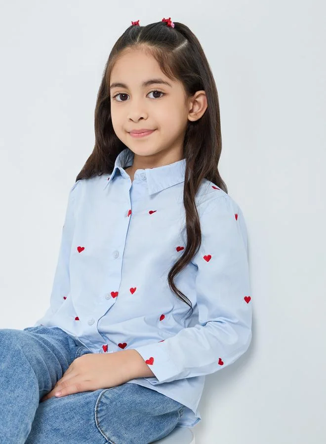 ستايلي قميص قطن بتطريز قلب